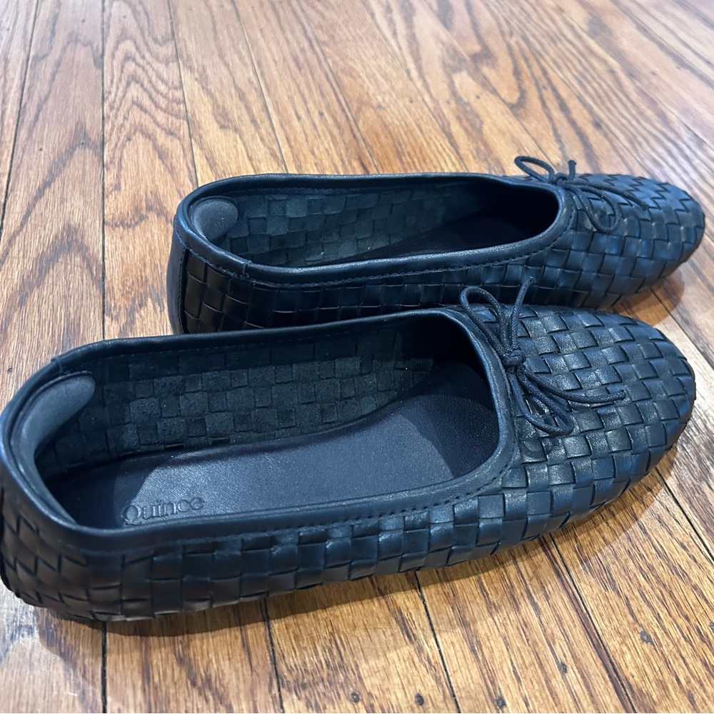 Quince Black Woven Leather Ballet Flats - Picture 7 of 8
